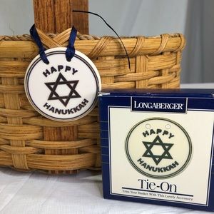 Longaberger Happy Hanukkah Ceramic Tie On